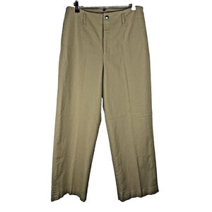 J Peterman Womens Wide Leg Stretch Cotton Pants Size 12 Light Tan Trouser
